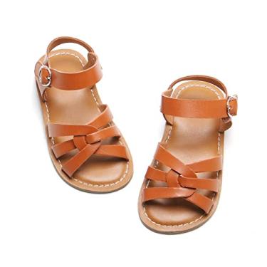 Imagem de Sandálias infantis para meninas – Sapatos leves de verão para Páscoa, verão, Bc222-Marrom, 4 Big Kid