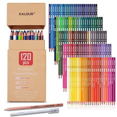 Imagem de KALOUR Lápis de cor premium, conjunto de 120 cores, núcleo macio, ideal para desenhar, esboçar, sombrear e colorir, para adultos e crianças iniciantes