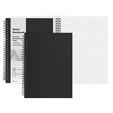 Imagem de 1InTheOffice Caderno espiral de capa média macia pautada, preto, 16,5 x 24,5 cm, 80 folhas