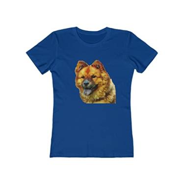 Imagem de Camiseta feminina de algodão torcido Chow 'Chung' da Doggylips, Azul royal liso, XG
