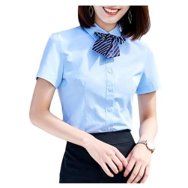 Imagem de Dressnu Camisas de trabalho masculinas e femininas com a mesma camisa profissional de manga curta, Azul masculino, M