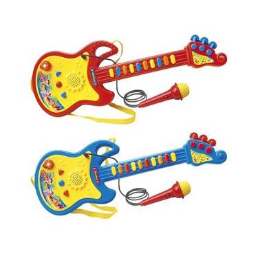 Imagem de Guitarra Infantil C Som Luz E Microfone Colorido Sortido Dm