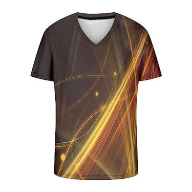Imagem de Camisetas masculinas outono verão manga curta gola redonda impressão digital 3D camiseta masculina 2024, J-898 Amarelo Mostarda, 3G