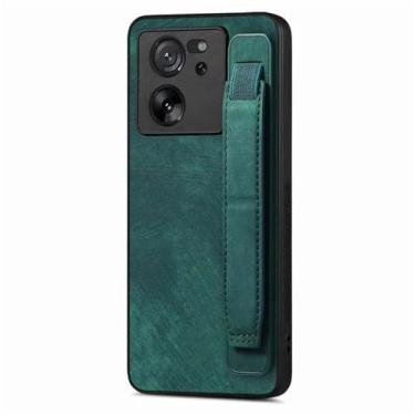 Imagem de Pulseira capa de couro vintage para Xiaomi Note 13 12 Pro Plus 11S 14 12T 11T POCO X4 X5 F5 13C Kickstand capa anti-queda, verde, para Xiaomi 13T (Pro)