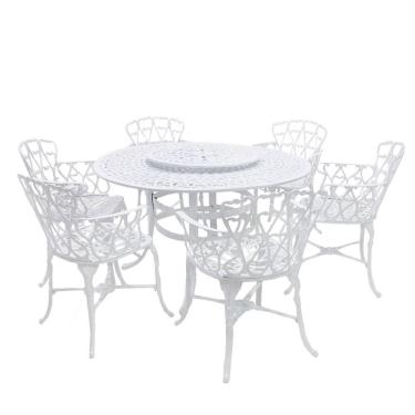Imagem de Mesa Giratória De Jardim Com Cadeiras De Alumínio Fundido Viena Branco