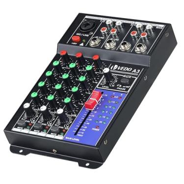 Imagem de Console de mixagem de som 3 canais,48v de alimentação phantom sistema estéreo Adequado para uso em carros, microfones, instrumentos musicais ou equipamentos de áudio (CD players), computadores, etc.