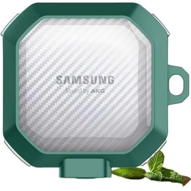 Imagem de Capa para Galaxy Buds 2 Pro FE capa transparente com padrão de fibra de carbono para Samsung Galaxy Buds Live 2 Pro Buds2 2Pro, capas transparentes, verde