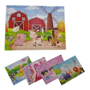 Imagem de Brinquedo Educativo Em Madeira Quebra Cabeça Infantil Desenhos Grandes 30 Peças (Fazendinha)
