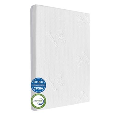 Imagem de KEAWIS Colchão para berço (33 x 19 x 1,5) capa de fibra de bambu e microfibra, colchão de espuma viscoelástica de gel de dois lados. Para berço AMKE, colchão Bellababy Evolur Stellar e berço Yamesmile