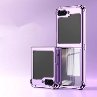 Imagem de Capa de telefone transparente para samsung galaxy z flip 6 5 4 3 flip5 flip4 flip6 5g capa protetora, roxo, para galaxy zflip6