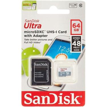 Imagem de Kit 5 Cartão Memoria Micro Sd Sandisk 64gb Ultra Original