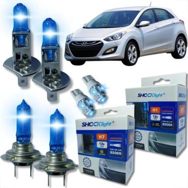 Imagem de Kit lâmpada shocklight super branca farol alto baixo e lanterna h1 h7 