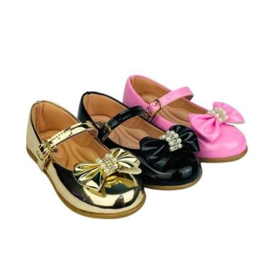 Imagem de Kit Com 3 Pares Sapatilha Infantil Menina Boneca Verniz Confortável SP