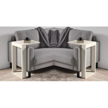 Imagem de Porta Revistas 2 Mesas Canto Lateral Apoio Namur Branco 65cm - Colomi