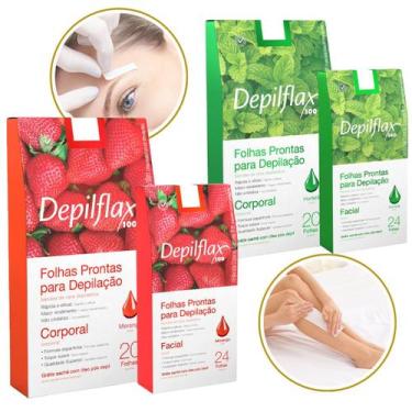 Imagem de Kit 4 Caixa Folha Pronta Depilação Facial e Corporal Cera Fria Depilad