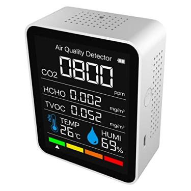 Imagem de Medidor de dióxido de carbono do ar 5 em 1 para teste de tempeura HDity dióxido de carbono TVOC HCHO BT App 1440 grupos de dados