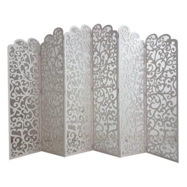 Imagem de Biombo 6 Folhas 258X180cm Mdf Modelo 21 Branco Vazado - Rosane Artes