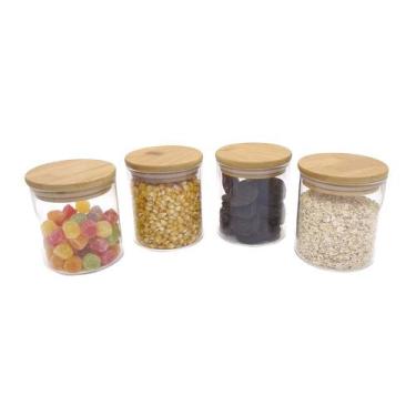 Imagem de Conjunto de 4 Potes Herméticos de 400 ml com Tampa de Bambu - OIKOS, N