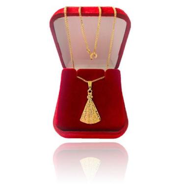 Imagem de Correntinha Feminina com Pingente Nossa Senhora Aparecida Folheada a O