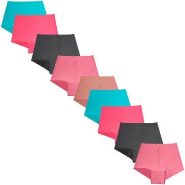 Imagem de Kit 9 Calcinha Tanga Fristyle Short Corte A Laser Cintura Alta, GG, Pr