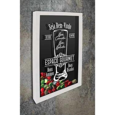 Imagem de Quadro Porta Tampinhas Espaço gourmet 2 - Quadro Novo, Branco, 26x36