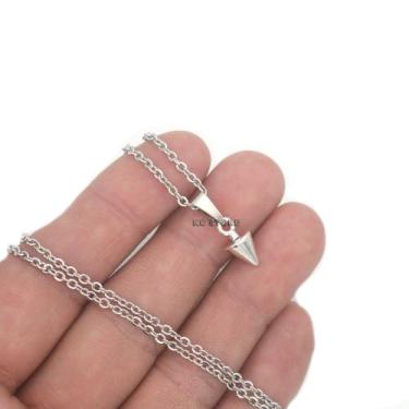 Imagem de Colar corrente Funk Spike masculino feminino com ponto prata aço inox 