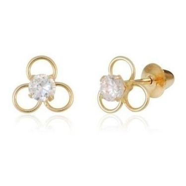 Imagem de Brinco De Ouro18k Infantil Recém Nascido Baby Flor Com Pedra - RD Maga