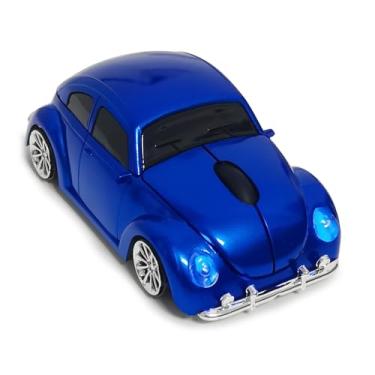 Imagem de WUQIDA Mouse Óptico Sem Fio 2,4 GHz, Carro, Azul, 3 Botões, 1600 DPI, USB, Plug and Play, Windows, Linux, Mac OS