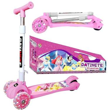 Imagem de Patinete Princesas Ajuste Altura 3 Rodas Luz Freio Até 45kg - Toy King