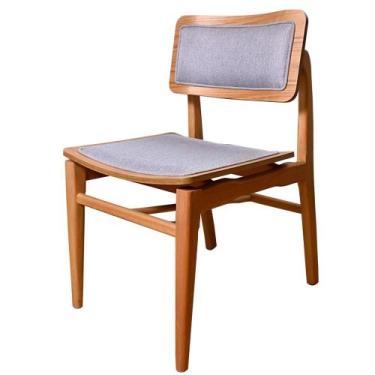 Imagem de Cadeira Lótus Estofada Tecido Cinza Base Âmbar - 74230 - Sun House