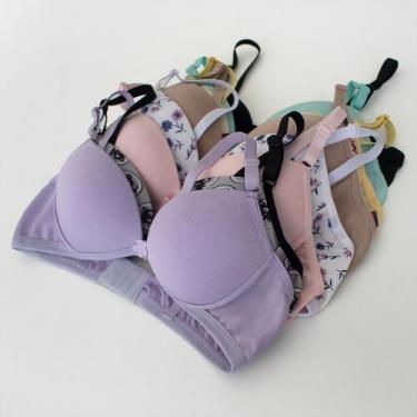 Imagem de Kit 6 Sutiã Infantil Top Confortável Bojo Básico Estampado - Empório d