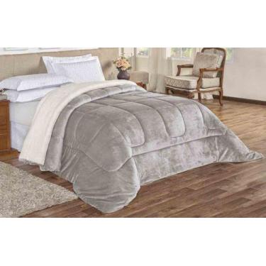 Imagem de Coberdrom Edredom Solteiro Sherpa Pele De Carneiro - Cinza - DUCASA EN