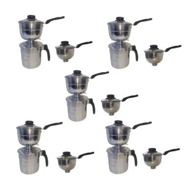 Imagem de Cuscuzeiro alumínio polido nordestino resistente 5 unidades - Colombo