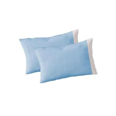 Imagem de Kit 2 Fronhas de Berço 30cm x 40cm Avulsa Malha 100% Algodão Azul Arru