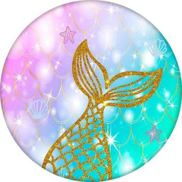 Imagem de Painel para Decoração de Festa Aniversário Sereia Menina Redondo com E