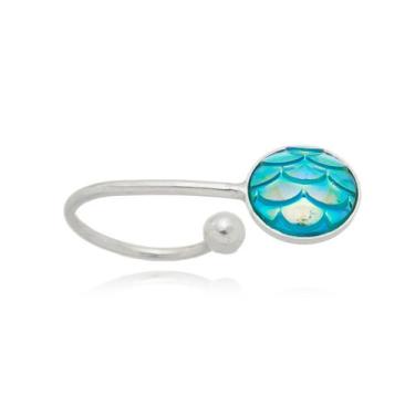Imagem de Piercing Fake Escama Azul de Prata 925 - Cirulli Pratas