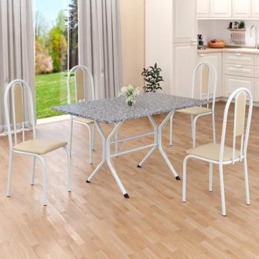 Imagem de Conjunto Sala de Jantar Mesa Retangular 100x60cm Tampo Granito Ocre 4 