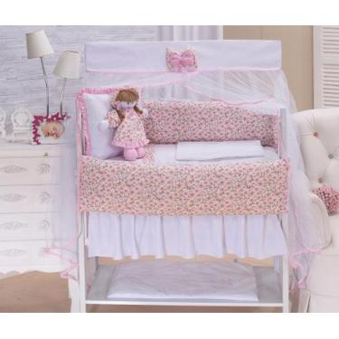 Imagem de Kit enxoval para mini berço bonequinha lorena rosa - menina - MEDINA C
