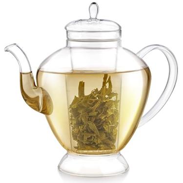 Imagem de Teabloom Bule de chá de vidro Grand Bouquet com infusor de vidro microdot – Elegante bule de borossilicato de 1,5 l para chás de folhas soltas e flores desabrochando