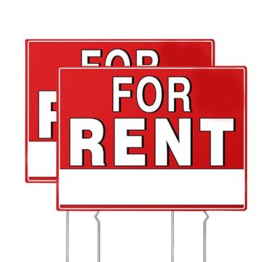 Imagem de Syiomlis Placa de 2 peças para alugar com suporte, dupla face 38 x 30 cm, plástico ondulado com estaca de metal - para aluguel de casa, carro, apartamento, lojas, negócios