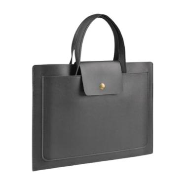 Imagem de UxicRuya Bolsa para laptop de 13/14 polegadas, maleta de trabalho, bolsa para laptop, pasta de couro pu, maleta de negócios para notebook, Preto