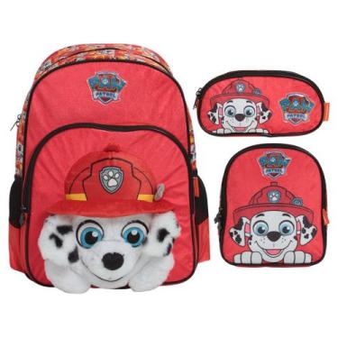 Imagem de Kit Mochila Infantil Costas Patrulha Canina Marshall 3 Pçs - Plike