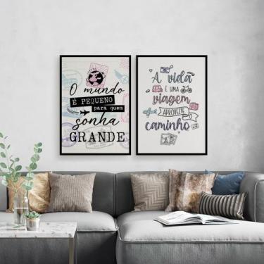 Imagem de Quadros Turismo Decoração Agencia Viagem Kit 2 Peças 28x40cm - CAMALEÃ