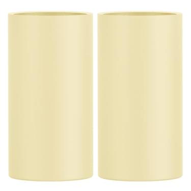 Imagem de 2 Vasos Fibra De Vidro Milão M Tipo Vietnamita Cilindro 70cm Cores (Areia Fosco)