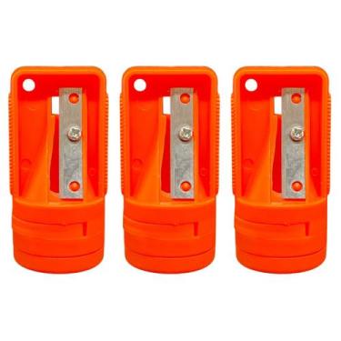 Imagem de Kit 3 Apontador Lápis Carpinteiro Encaixe Duplo Quadrado Pedreiro Marc