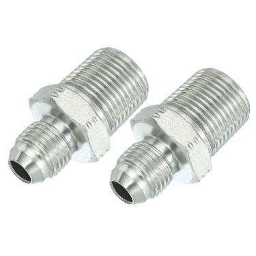 Imagem de PATIKIL Conectores de mamilo redutores hexagonais adaptador de tubo macho 1/5.1 cm alargador 37° JIC x 3/20.3 cm macho NPT, pacote com 2 adaptadores de bocal redutor de encaixe de tubo encaixe