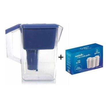 Imagem de Jarra Purificadora Água Alcalina com Filtro Cerâmica e Minerais Azul +