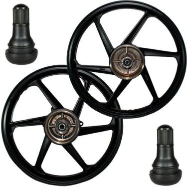 Imagem de Par de rodas de alumínio liga leve freio a tambor NXR125 NXR150 NXR160