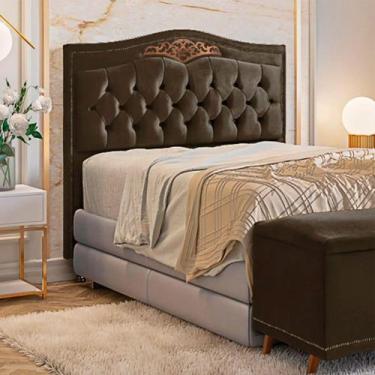 Imagem de Cabeceira Holanda 195cm King Size Estofada Veludo Star Confort, Marrom