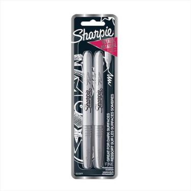 Imagem de Marcador Permanente Sharpie Metálico Prateado Fino 0.9mm 2un
